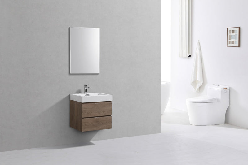 Kube Bath Bliss 24" Butternut Wall Mount Modern Bathroom Vanity - BSL24-BTN