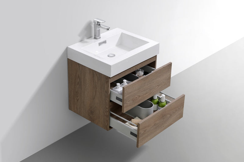 Kube Bath Bliss 24" Butternut Wall Mount Modern Bathroom Vanity - BSL24-BTN