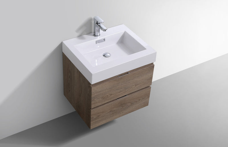 Kube Bath Bliss 24" Butternut Wall Mount Modern Bathroom Vanity - BSL24-BTN