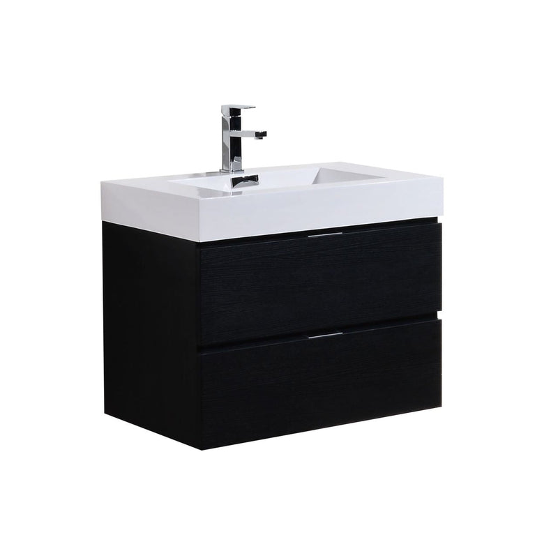 Kube Bath Bliss 30" Black Wall Mount Modern Bathroom Vanity - BSL30-BK