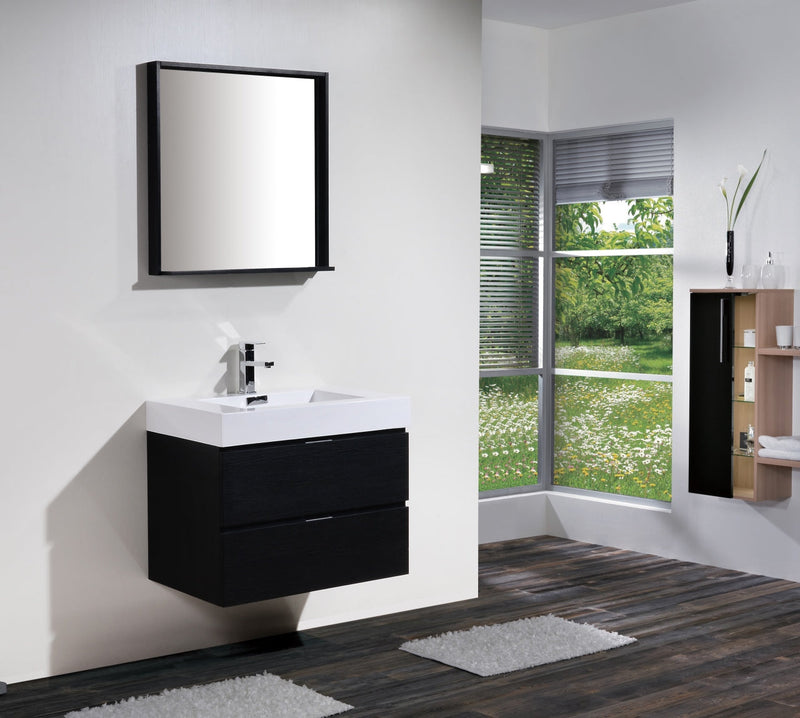 Kube Bath Bliss 30" Black Wall Mount Modern Bathroom Vanity - BSL30-BK