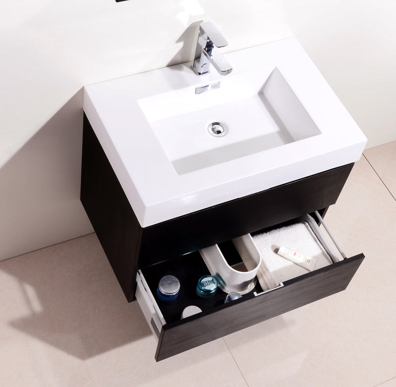Kube Bath Bliss 30" Black Wall Mount Modern Bathroom Vanity - BSL30-BK