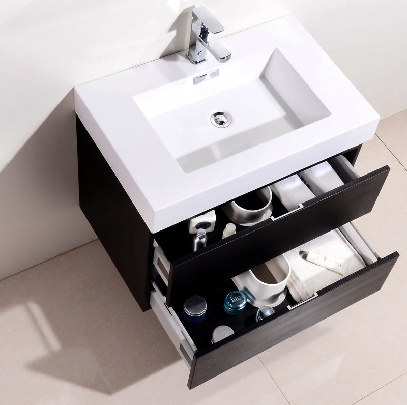 Kube Bath Bliss 30" Black Wall Mount Modern Bathroom Vanity - BSL30-BK