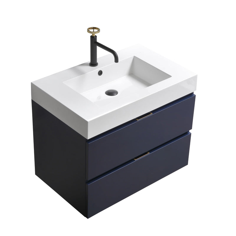 Kube Bath Bliss 30" Blue Wall Mount Modern Bathroom Vanity - BSL30-BLUE