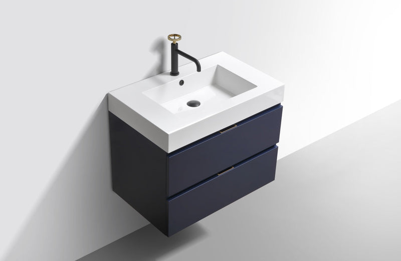 Kube Bath Bliss 30" Blue Wall Mount Modern Bathroom Vanity - BSL30-BLUE