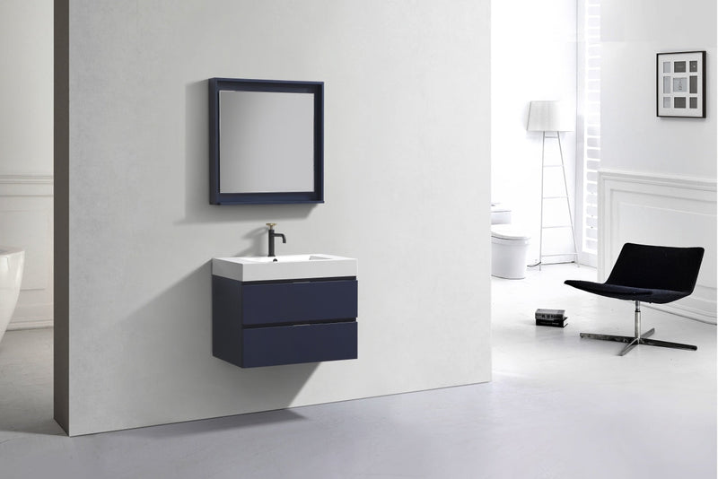Kube Bath Bliss 30" Blue Wall Mount Modern Bathroom Vanity - BSL30-BLUE