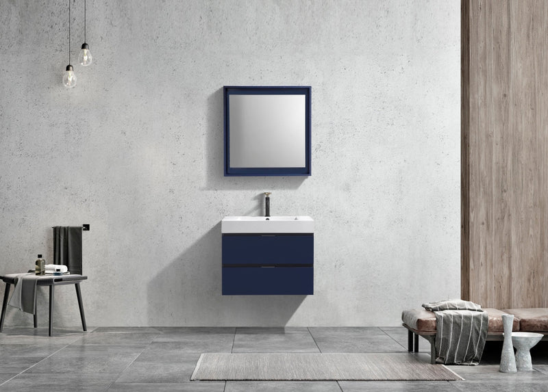 Kube Bath Bliss 30" Blue Wall Mount Modern Bathroom Vanity - BSL30-BLUE