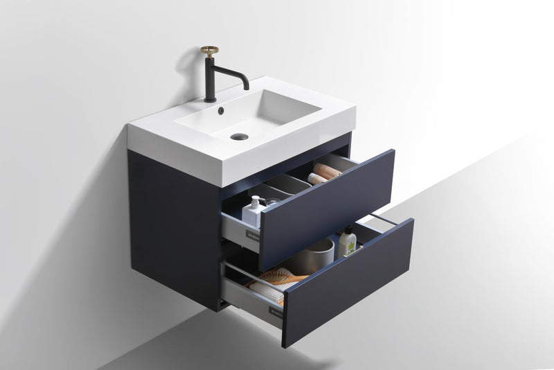 Kube Bath Bliss 30" Blue Wall Mount Modern Bathroom Vanity - BSL30-BLUE