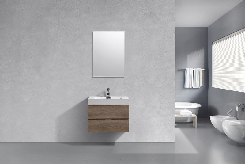 Kube Bath Bliss 30" Butternut Wall Mount Modern Bathroom Vanity - BSL30-BTN