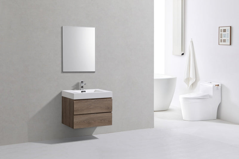 Kube Bath Bliss 30" Butternut Wall Mount Modern Bathroom Vanity - BSL30-BTN