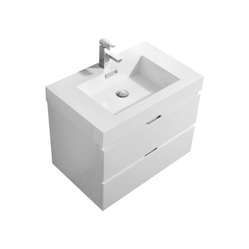 Kube Bath Bliss 30" High Gloss White Wall Mount Modern Bathroom Vanity - BSL30-GW