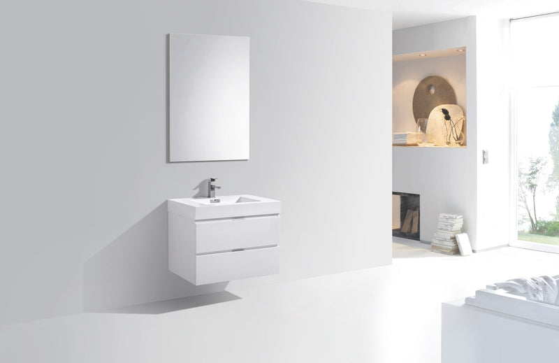 Kube Bath Bliss 30" High Gloss White Wall Mount Modern Bathroom Vanity - BSL30-GW