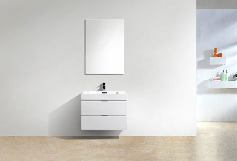 Kube Bath Bliss 30" High Gloss White Wall Mount Modern Bathroom Vanity - BSL30-GW