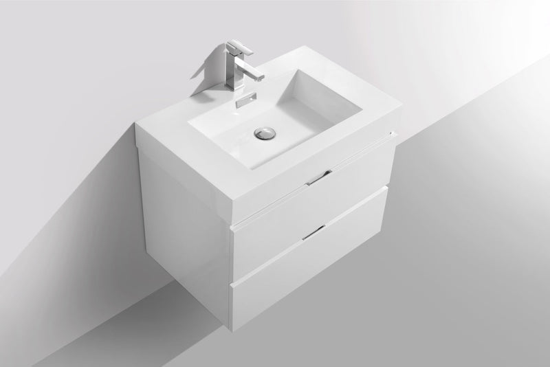 Kube Bath Bliss 30" High Gloss White Wall Mount Modern Bathroom Vanity - BSL30-GW