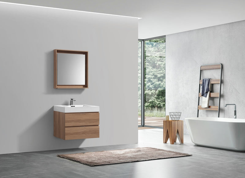 Kube Bath Bliss 30" Honey Oak Wall Mount Modern Bathroom Vanity - BSL30-HO
