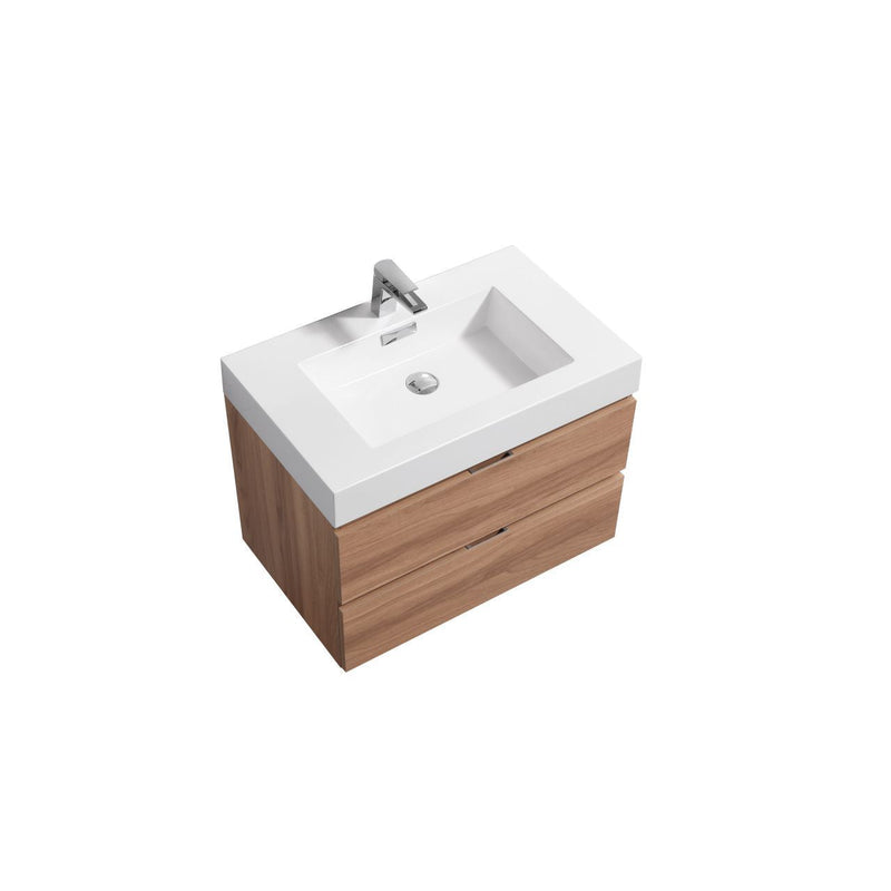 Kube Bath Bliss 30" Honey Oak Wall Mount Modern Bathroom Vanity - BSL30-HO
