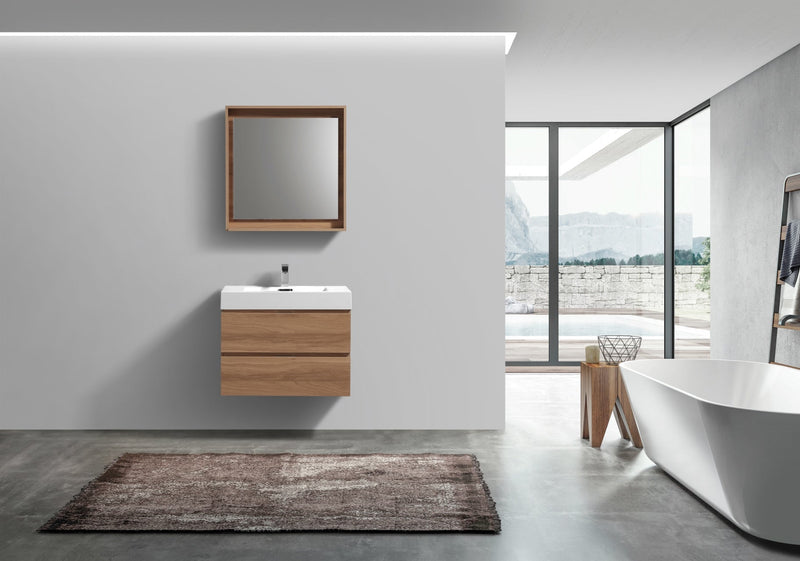 Kube Bath Bliss 30" Honey Oak Wall Mount Modern Bathroom Vanity - BSL30-HO