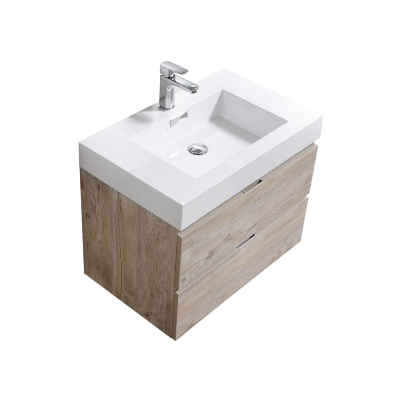 Kube Bath Bliss 30" Nature Wood Wall Mount Modern Bathroom Vanity - BSL30-NW