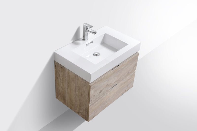 Kube Bath Bliss 30" Nature Wood Wall Mount Modern Bathroom Vanity - BSL30-NW