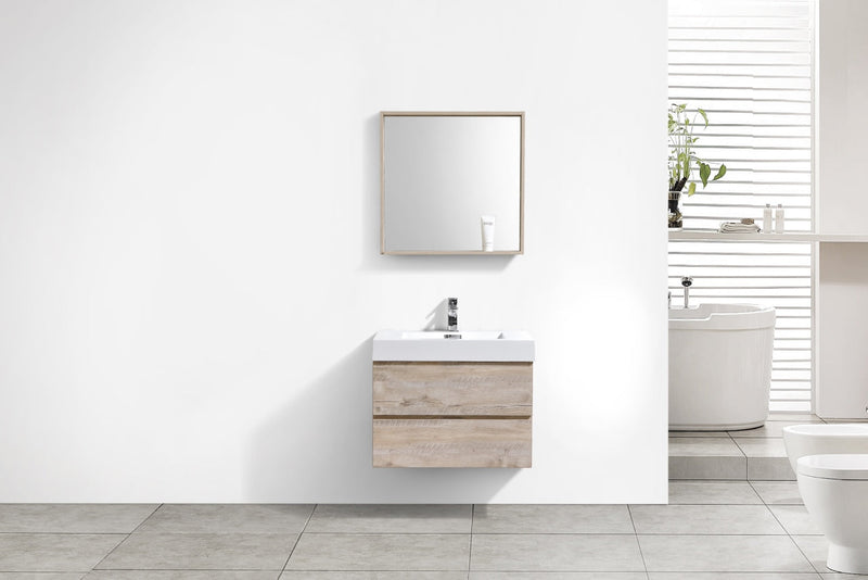 Kube Bath Bliss 30" Nature Wood Wall Mount Modern Bathroom Vanity - BSL30-NW