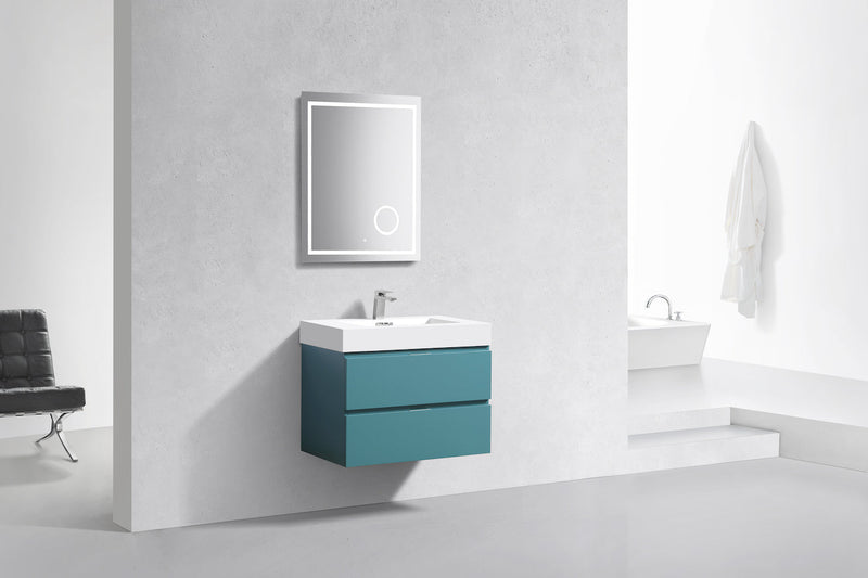 Kube Bath Bliss 30" Teal Green Wall Mount Modern Bathroom Vanity - BSL30-TG