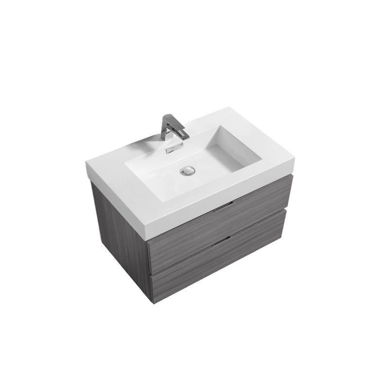 Kube Bath Bliss 30" Vulcan Ash Grey Wall Mount Modern Bathroom Vanity - BSL30-VAG