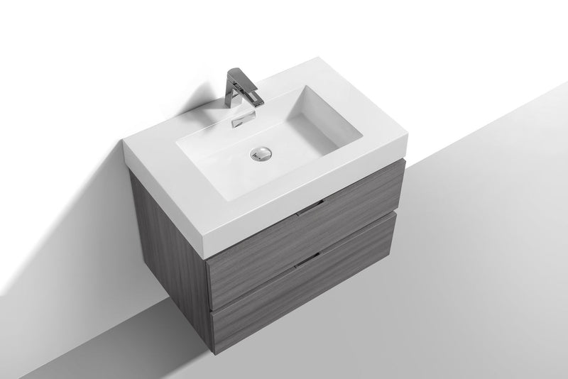 Kube Bath Bliss 30" Vulcan Ash Grey Wall Mount Modern Bathroom Vanity - BSL30-VAG