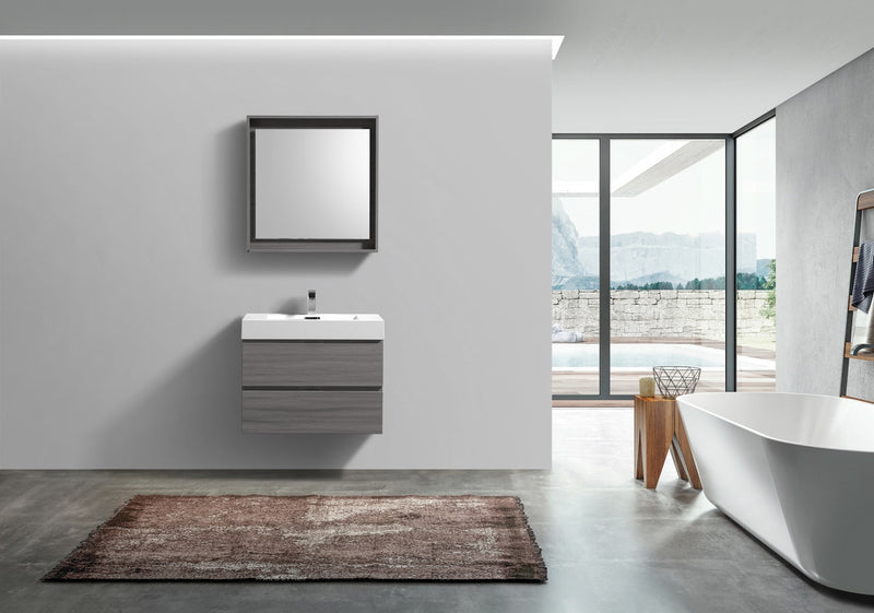Kube Bath Bliss 30" Vulcan Ash Grey Wall Mount Modern Bathroom Vanity - BSL30-VAG