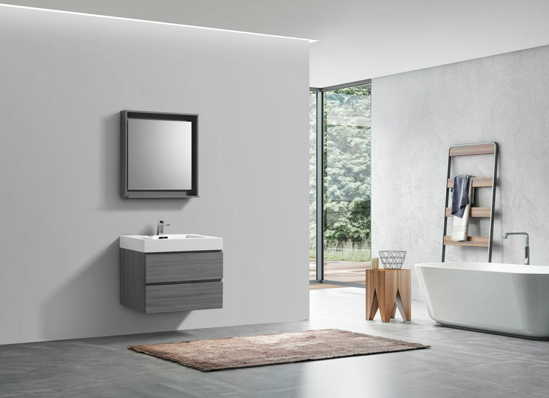 Kube Bath Bliss 30" Vulcan Ash Grey Wall Mount Modern Bathroom Vanity - BSL30-VAG