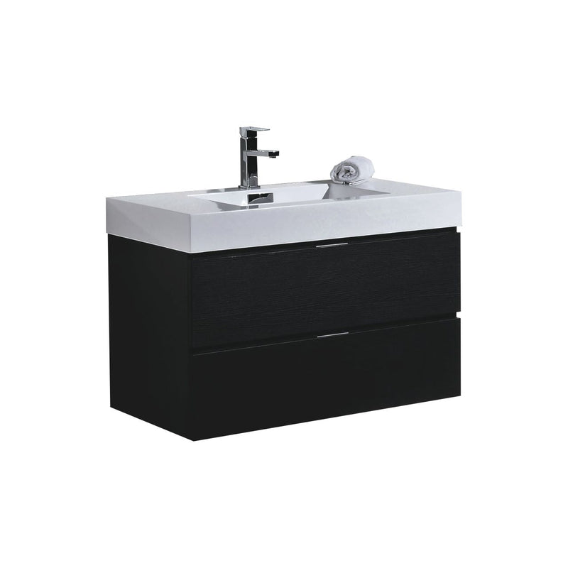 Kube Bath Bliss 36" Black Wall Mount Modern Bathroom Vanity - BSL36-BK