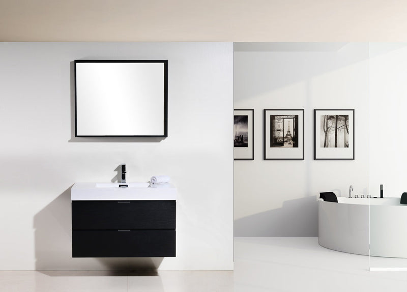 Kube Bath Bliss 36" Black Wall Mount Modern Bathroom Vanity - BSL36-BK