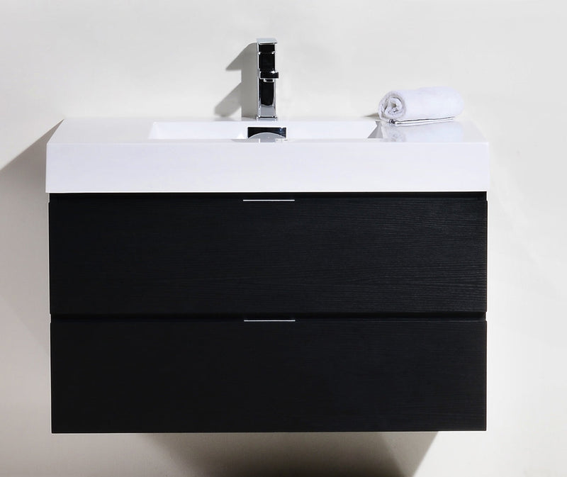 Kube Bath Bliss 36" Black Wall Mount Modern Bathroom Vanity - BSL36-BK