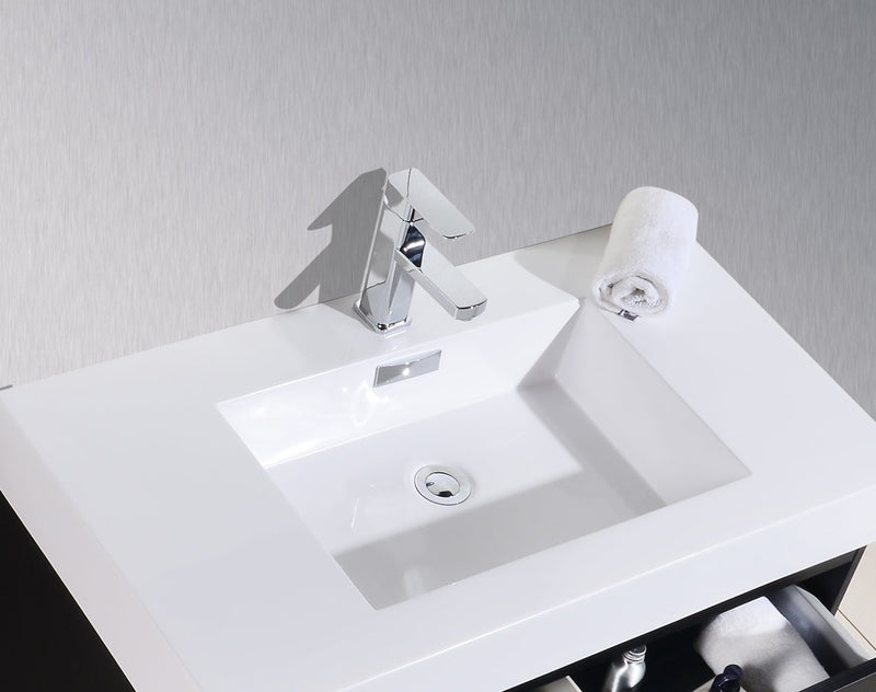 Kube Bath Bliss 36" Black Wall Mount Modern Bathroom Vanity - BSL36-BK