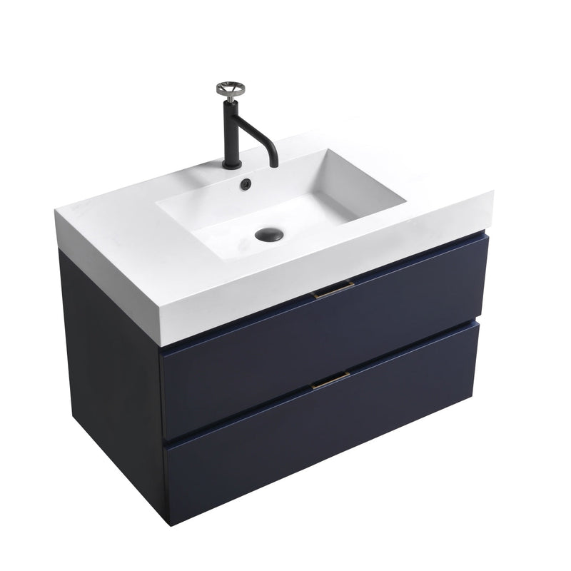 Kube Bath Bliss 36" Blue Wall Mount Modern Bathroom Vanity - BSL36-BLUE