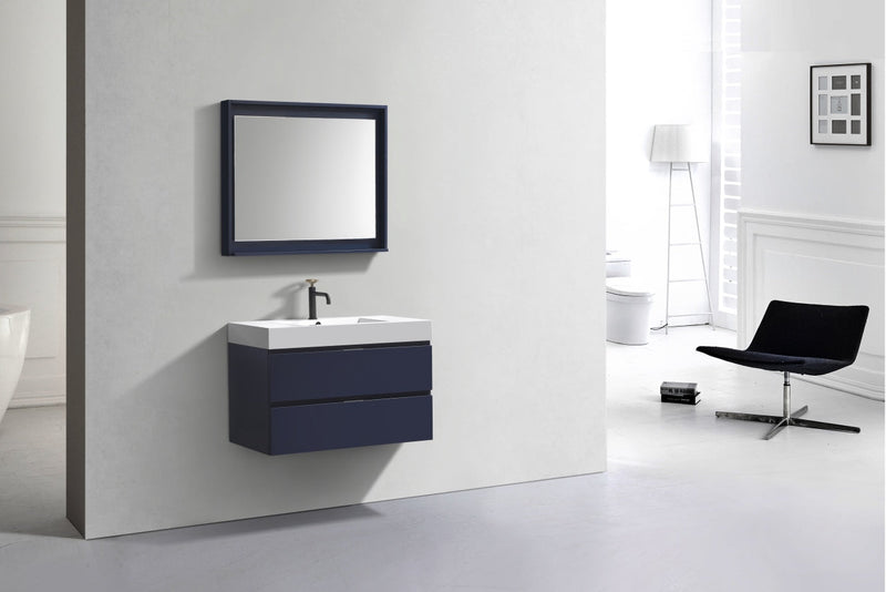 Kube Bath Bliss 36" Blue Wall Mount Modern Bathroom Vanity - BSL36-BLUE