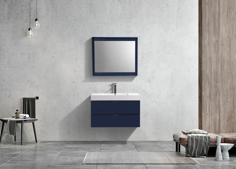 Kube Bath Bliss 36" Blue Wall Mount Modern Bathroom Vanity - BSL36-BLUE