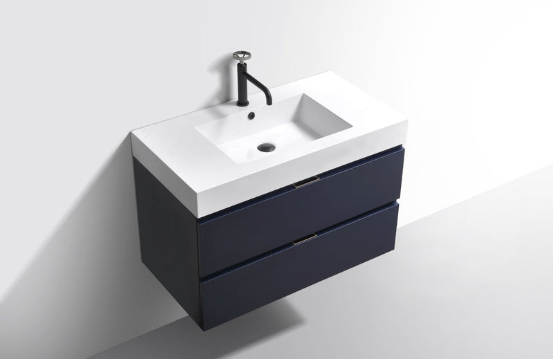 Kube Bath Bliss 36" Blue Wall Mount Modern Bathroom Vanity - BSL36-BLUE