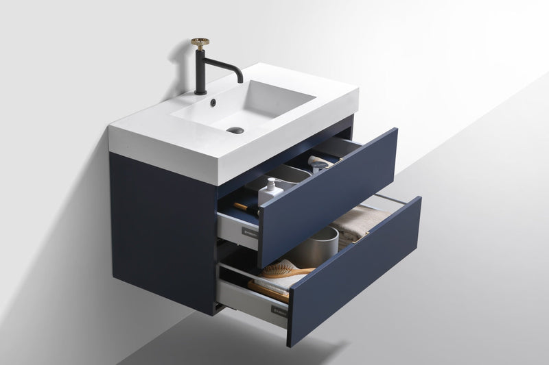 Kube Bath Bliss 36" Blue Wall Mount Modern Bathroom Vanity - BSL36-BLUE