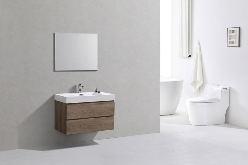 Kube Bath Bliss 36" Butternut Wall Mount Modern Bathroom Vanity - BSL36-BTN