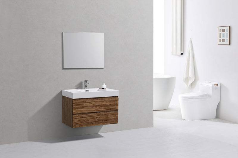 Kube Bath Bliss 36" Chestnut Wall Mount Modern Bathroom Vanity - BSL36-GCN