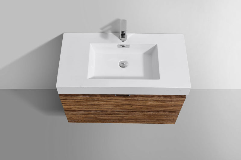 Kube Bath Bliss 36" Chestnut Wall Mount Modern Bathroom Vanity - BSL36-GCN
