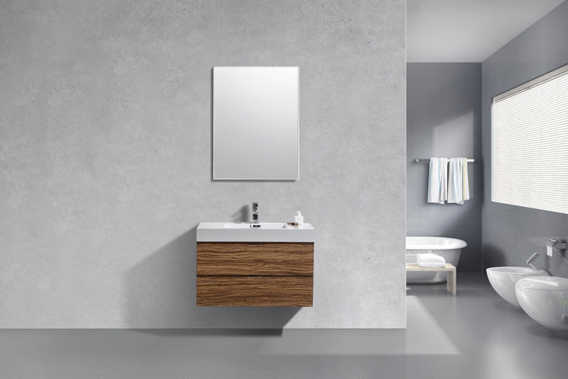 Kube Bath Bliss 36" Chestnut Wall Mount Modern Bathroom Vanity - BSL36-GCN