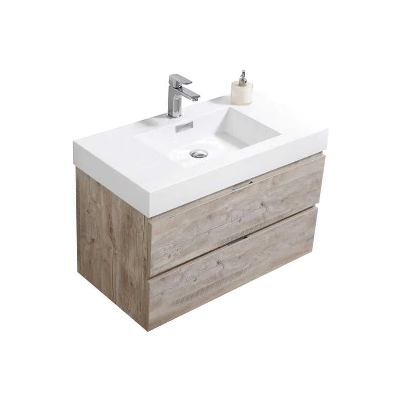 Kube Bath Bliss 36" Nature Wood Wall Mount Modern Bathroom Vanity - BSL36-NW