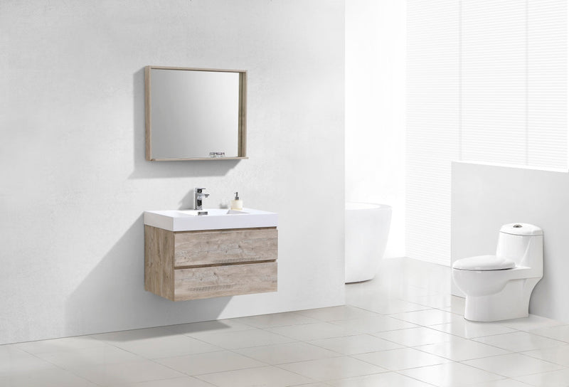 Kube Bath Bliss 36" Nature Wood Wall Mount Modern Bathroom Vanity - BSL36-NW