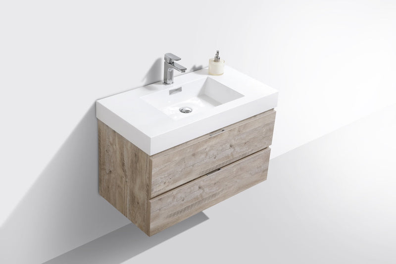 Kube Bath Bliss 36" Nature Wood Wall Mount Modern Bathroom Vanity - BSL36-NW
