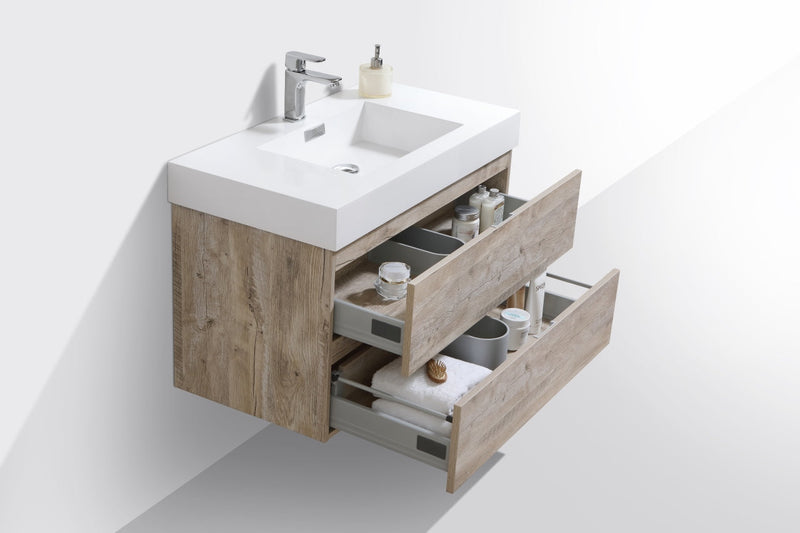 Kube Bath Bliss 36" Nature Wood Wall Mount Modern Bathroom Vanity - BSL36-NW