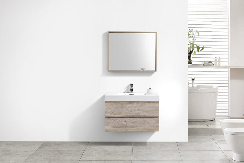 Kube Bath Bliss 36" Nature Wood Wall Mount Modern Bathroom Vanity - BSL36-NW
