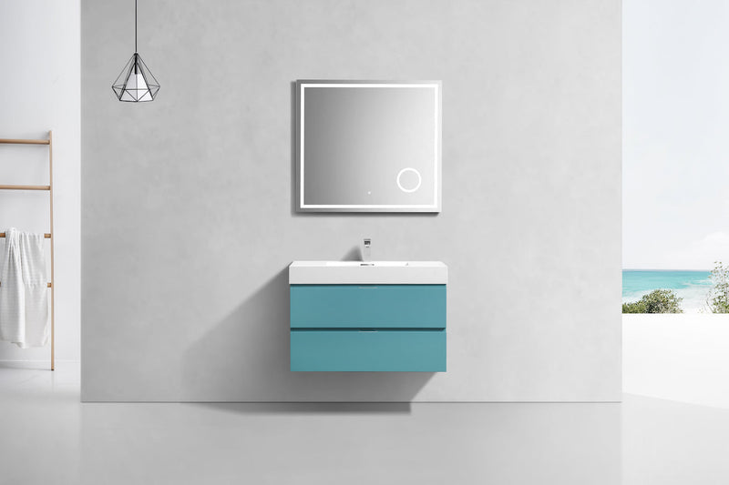 Kube Bath Bliss 36" Teal Green Wall Mount Modern Bathroom Vanity - BSL36-TG