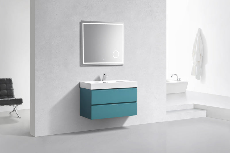 Kube Bath Bliss 36" Teal Green Wall Mount Modern Bathroom Vanity - BSL36-TG