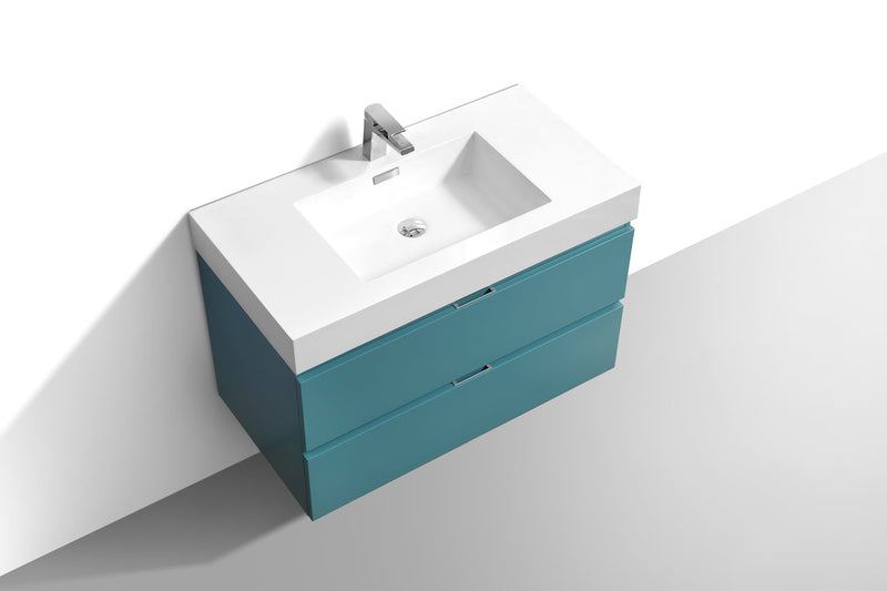 Kube Bath Bliss 36" Teal Green Wall Mount Modern Bathroom Vanity - BSL36-TG